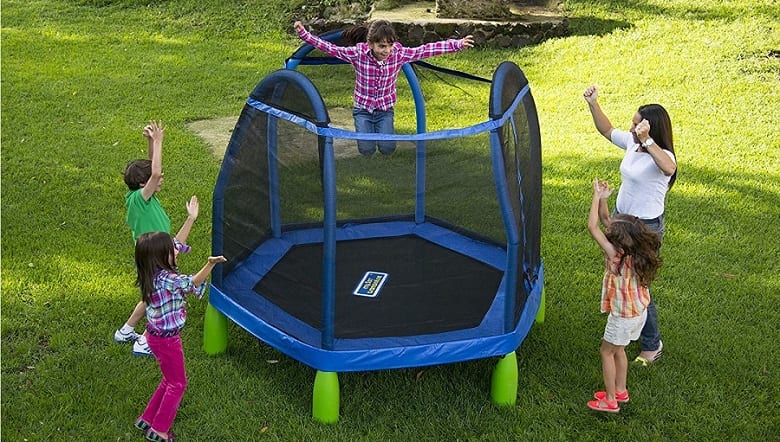 kids around trampoline