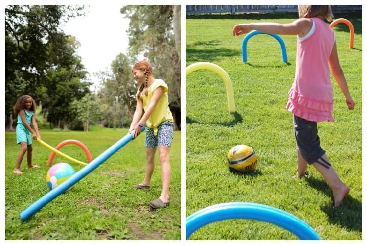 kids palying Kickin' Croquet