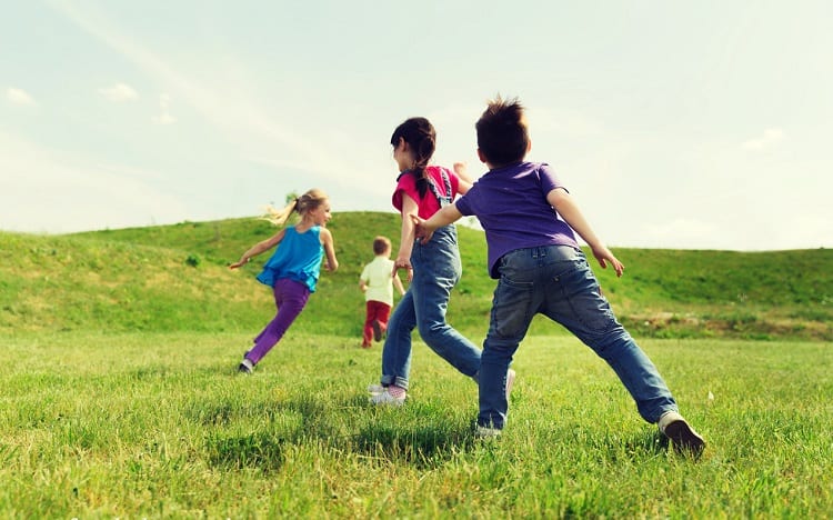 kids playing rainbow tag